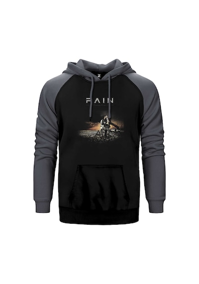 Pain Coming Home Gri Renk Reglan Kol Kapşonlu Sweatshirt Gri