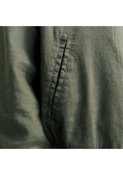 Jack & Jones Jack&jones Ario Linen Bomber Erkek Gri Yuvarlak Yaka Ceket Gri