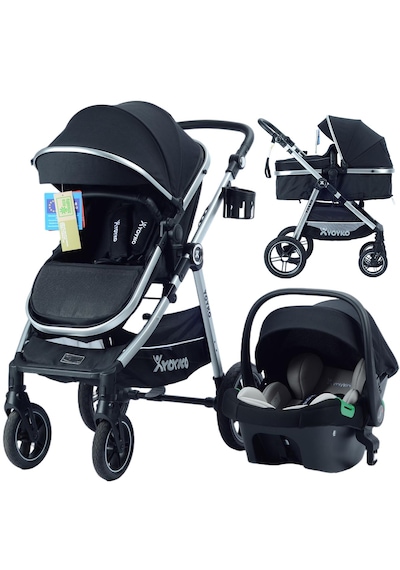 Yoyko Luxury İ-size Travel Sistem Bebek Arabası 3 İn 1 Siyah Silver Tky753