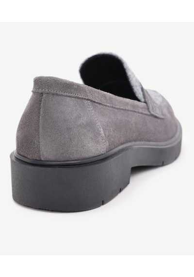 Yargıcı Keçe Detaylı Deri Loafer Gri