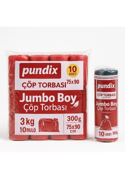 Pundix Pundıx Battal Boy Çöp Torbası 75x90 Cm 10 Lu Rulo Opp Ambalajlı Toplam 3 Kg Dayanıklı, Sızdırmaz Ve Geniş Hacimli Çöp Poşeti
