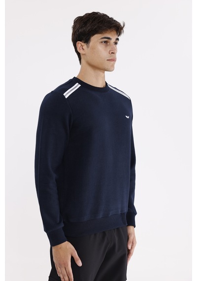 Rowinger Selanik Kumaş Yapılı Esnek Manşetli Konforlu Rahat Kesim Sweatshirt Navyblue