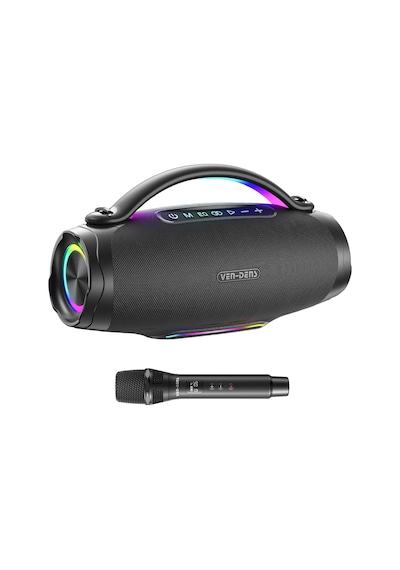 Ven-dens Vd-spk027m 350w Kablosuz Mikrofonlu Portable Bluetooth Karaoke Hoparlör - Rgb Led Işıklı, Tws Çift Bağlantılı Şarjlı Parti Boombox Ses Sistemi
