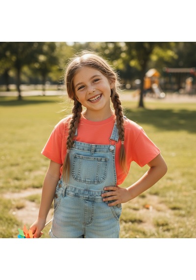 Bonbon Çocuk Beli Lastikli Crop Tshirt Cb1020 Turuncu