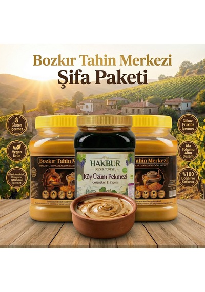 Bozkır Tahin Merkezi Ata Tohum Altın Susam Tahin 930 Gr 2adet &köy Üzüm Pekmezi 950gr Doğal&katksız