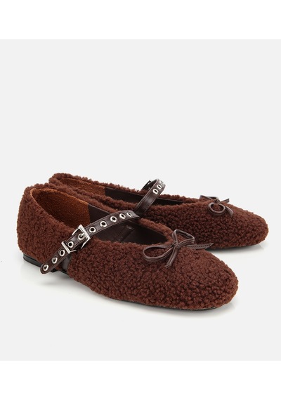 Hotiç Kadın Kahverengi Peluş Kürklü Zımbalı Babet 01ayh314660a480 01ayh314660a480 Kahverengi