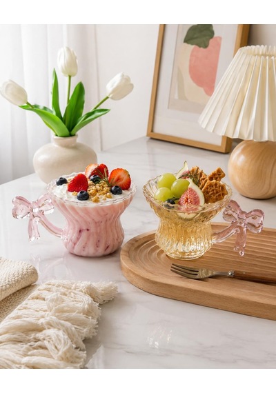 Lexroo Cam Kahve Fincanı Kulplu Cam Bardak 180 Ml - 1 Adet Fiyonk Çok Renkli