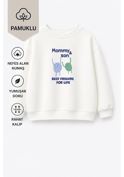 Monila Erkek Çocuk Pamuklu Bisiklet Yaka Slogan Baskılı T-shirt Ekru