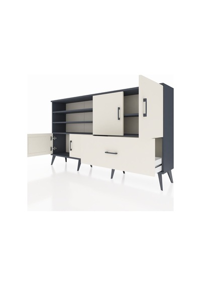 Arges Konsol 5 Raflı Tek Çekmeceli 4 Kapaklı 176x30x99 Antrasit-a Antrasit-aytaşı Arges Konsol 5 Raflı Tek Çekmeceli 4 Kapaklı 176x30x99 Antrasit-a Antrasit-aytaşı