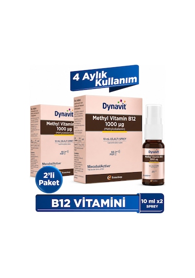 Vitamin B12 1000mcg 10ml Dilaltı Spreyx2 Aile Boyu B12 Vitamini Methylcobalamin Hafıza & Enerji