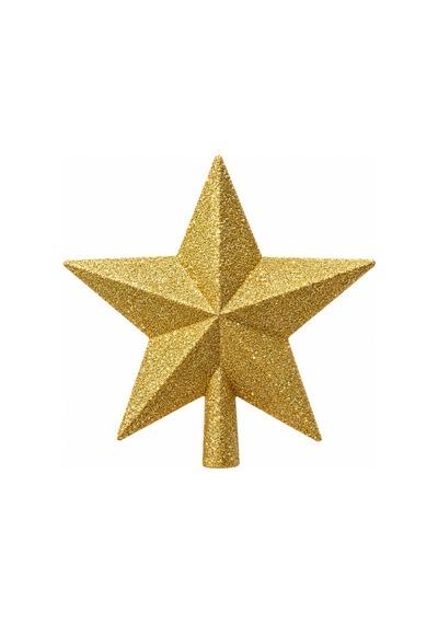 Bakgelal Lüks Yılbaşı Çam Ağacı Tepeliği - 15x15 Cm Işıltılı Simli Gold Altın Yıldız Ağaç Süsü - 9010245303515 Diğer