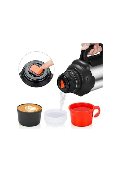 Travelpot Paslanmaz Çelik 48 Saat Dayanıklı Siyah Termos 4 L