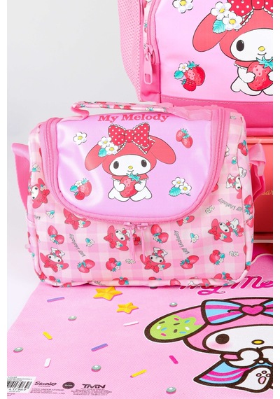 X Dekomus Lisanslı My Melody Sweet Berry Collection Büyük Boy Okul,termoslu Beslenme Ve Kalem Çantası,beslenme Örtüsü Seti Açık Gri