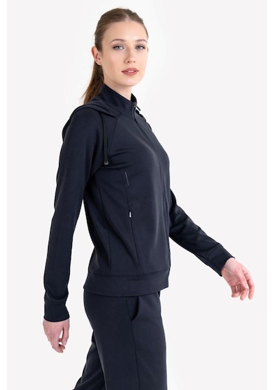 Lescon 23ntbs002109-633 Siyah Kadın Fermuarlı Kapüşonlu Sweatshirt Siyah