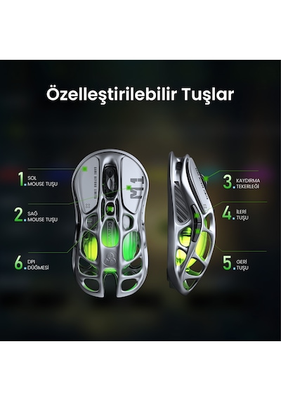 Gravastar Mercury K1 Pro Kablosuz Rgb Işıklı Mekanik İngilizce Q Gaming Klavye Ve M1 Pro Optik Mouse