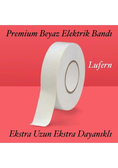 Premium Kalite 1 Adet 20 Mt Kablo Yalıtım Pvc Elektrik Bandı Dayanıklı Sızdırmaz Koruma Bant Beyaz Diğer