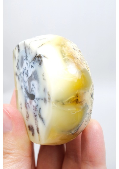 Merlinit Dendritik Opal - Mavi Kalsedon Ve Bal Opalı Serbest Form İçgörü Ve Denge Taşı, 117g
