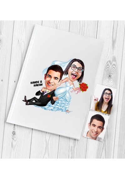 Kişiye Özel Evleniyoruz Karikatür Düğün Anı Defteri - 2