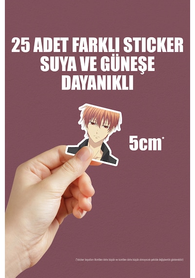 Fruits Basket Anime Telefon Laptop Bullet Journal Sticker Paketi 25 Adet Çok Renkli