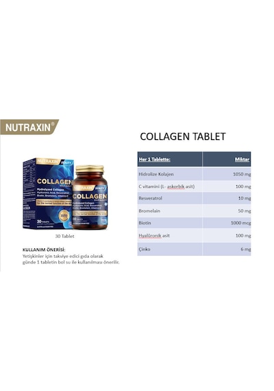 Nutraxin Collagen Hidrolize Kolajen 30 Tablet 2 Adet