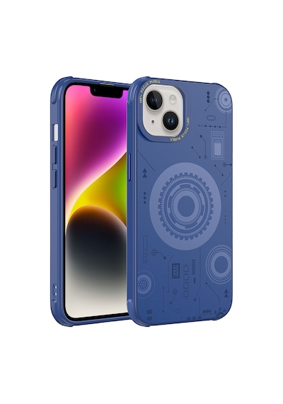 Apple Uyumlu iPhone 14 Plus Uyumlu Zore Wireless Şarj Özellikli Desenli Hot Kılıf-lacivert Lacivert -