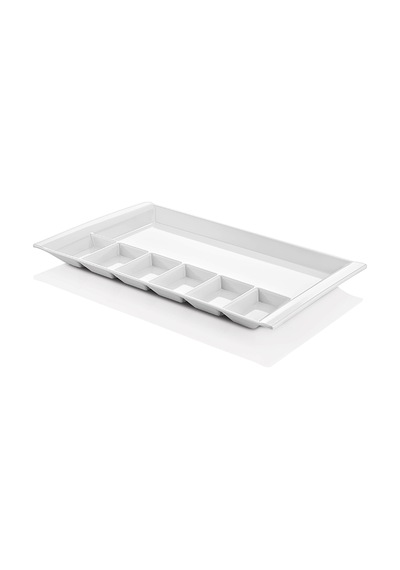 12 Adet Melamin 7 Gözlü Tabldot 38x25 Cm Bölmeli Servis Tabağı Tabak Makinede Yıkanabilir Beyaz