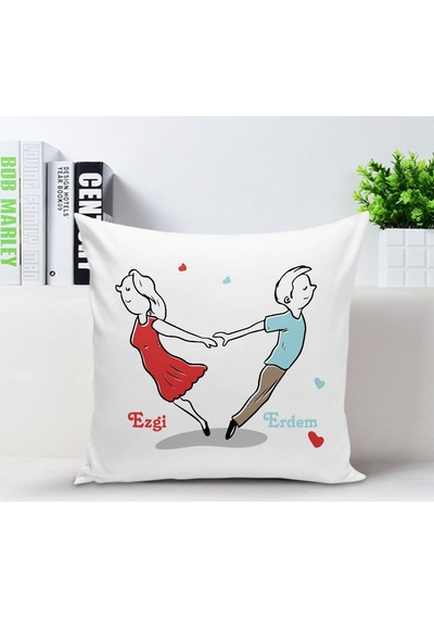 Kişiye Özel Beyaz Kare Yastık Kılıfı - 004