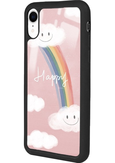 Apple Uyumlu iPhone Xr Happy Cloude Tasarımlı Glossy Telefon Kılıfı Siyah