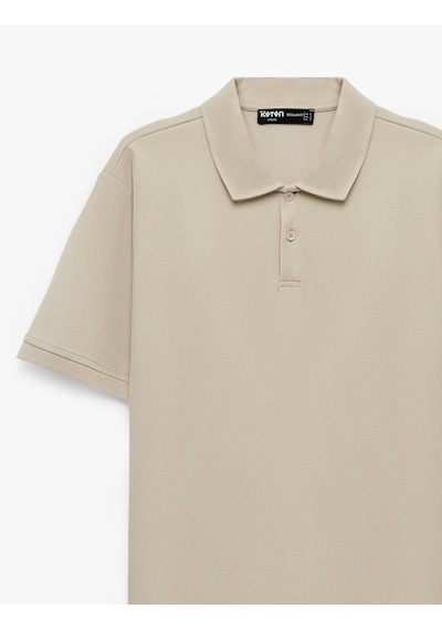 Koton Pamuklu Regular Fit Kısa Kollu Düğmeli Polo Yaka Tişört Bej 6sam10290mk Ekru