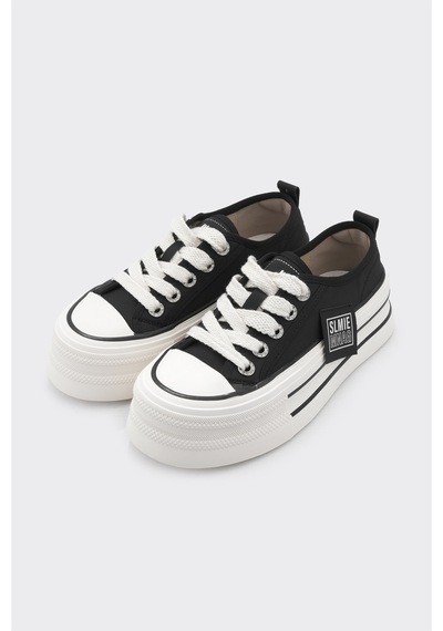 Derinet Bağcıklı Kadın Sneaker Siyah Siyah