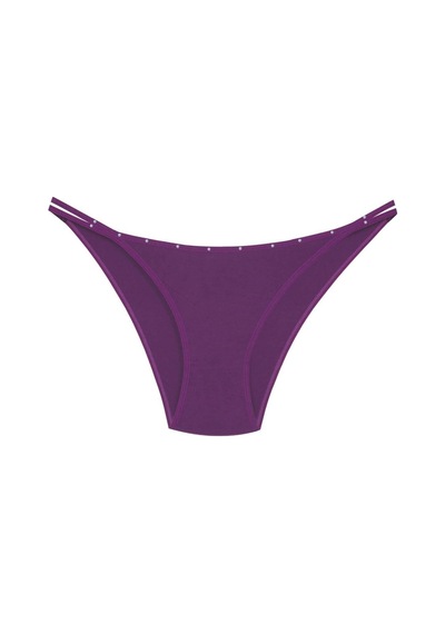 New Lilla 1025 Çift İp-Taş Detaylı Bikini Külot Paketi Çok Renkli