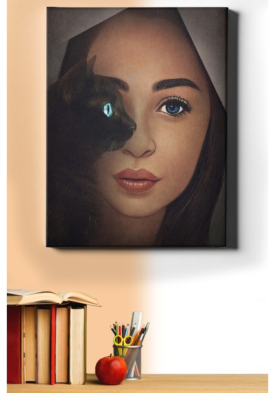 Webstyle Sayılarla Boyama Seti Kasnaklı Kedi Bakışlar 40x50 Cm