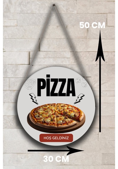 Pizza Salonu İçin Tek Taraflı Hoş Geldiniz Tabelası, Pizza Dükkan Kapı Duvar Tablo Pano Süs Dekor