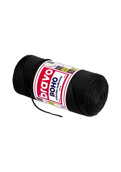 Boho Polyester Makrome İplik 2 Mm 200 Gr 230 Metre No: 4 Renk Kodu: 270 Siyah