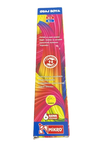 Mikro Guaj Boya 6 Renk 15ml Yıkanabilir Çocuk Boyası Parlak Canlı Renkler 0