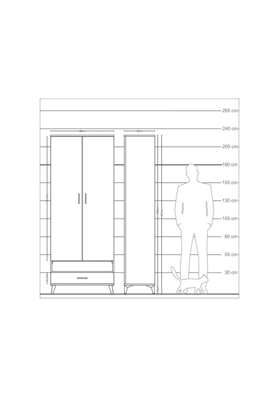 Arges Dolap 2 Raflı Tek Çekmeceli Tek Askılı 88x30x221 Aytaşı... Aytaşı