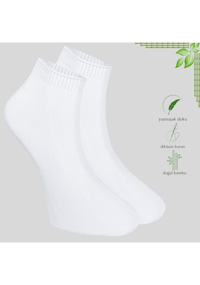 Kral Socks Erkek Bambu Patik Düz Desen Dikişsiz Çorap 3 Çift Beyaz - Lacivert - Siyah