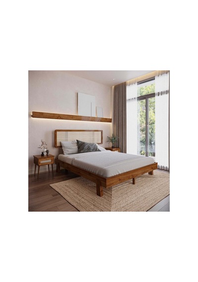 Renazzo Li Lyum Hazeran Başlıklı Masif Ahşap Karyola Ve 2 Ceviz 150x200 Ceviz - 150 X 200