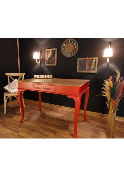 Wooding-Mobilya Wooding 100 Cm Çekmeceli Masif Kırmızı Naturel Çalışma Masası Wooding-Mobilya Wooding 100 Cm Çekmeceli Masif Kırmızı Naturel Çalışma Masası