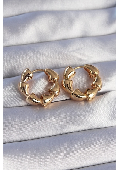 Pirinç Gold Renk Damla Kıvrım Tasarımlı Halka Küpe Diğer 99235319