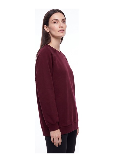 Fabrika Bordo Kadın Bisiklet Yaka Sweatshirt Falu-y