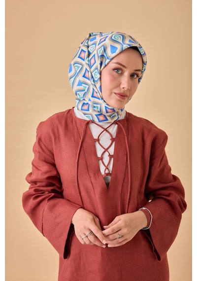 Silk Home Twill İpek Eşarp 11470-03 Gri, Saks, Turkuaz, Somon