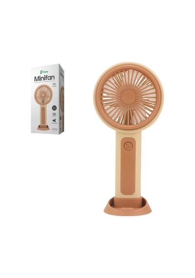Feny Fn-f25 Krem- Kahverengi Kademeli Ultra Sessiz Şarjlı Taşınabilir,standlı 500mah Mini El Fanı