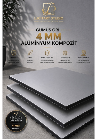 4 Mm Gümüş Gri Alüminyum Kompozit Panel Levha Cnc Ve Lazer Kesime Uygun Uv Baskılık Reklam Tabela Malzemesi Gümüş Gümüş 4 Mm Gümüş Gri Alüminyum Kompozit Panel Levha Cnc Ve Lazer Kesime Uygun Uv Baskılık Reklam Tabela Malzemesi Gümüş Gümüş
