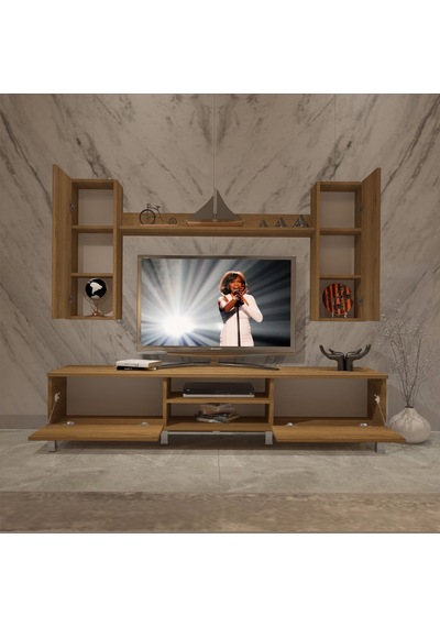 Decoraktiv Eko 5d Mdf Dvd Krom Ayaklı Tv Ünitesi Tv Sehpası Pera
