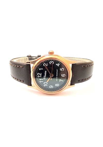 Retro Kayışlı Kadın Kol Saati, Vintage Tasarım, Klasik Tasarım, Rose Gold, Koyu Kahve Kordon Altın