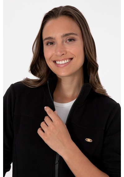U.S. Polo Assn. Kadın Siyah Fermuarlı Dik Yaka Polar Sweatshirt 50316729-VR046