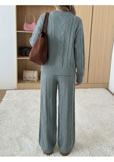 Sayzen Your Shine Saç Örgülü Kazak Pantolon Triko Takim Systkm01 Arduvaz