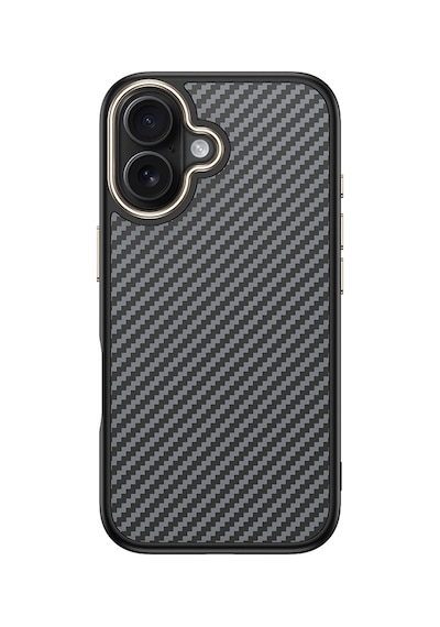 Apple Uyumlu iPhone 16 Plus Kılıf M-safe Şarj Özellikli Karbon Fiber Görünümlü Tchs Antina Kapak - Gri Gri