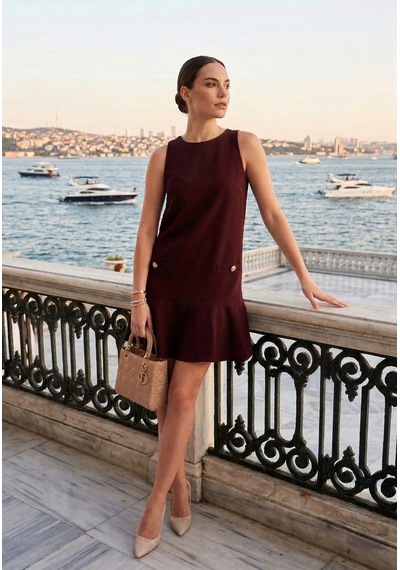 Lela Bayan Elbise 6525734 Bordo